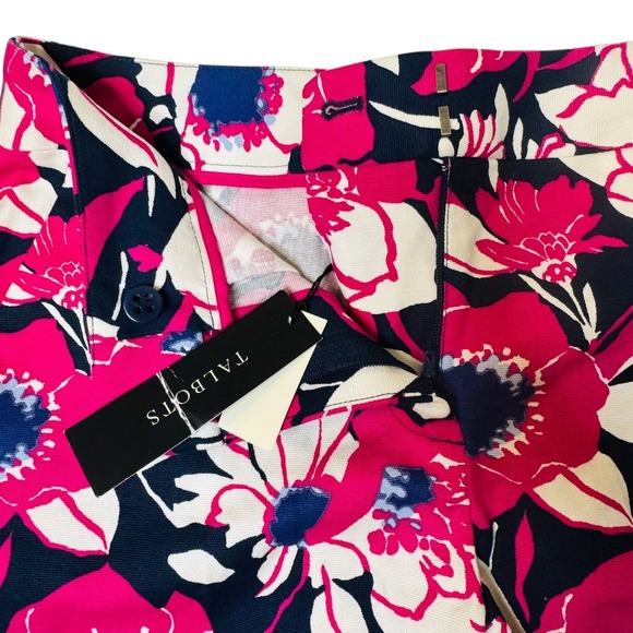 Talbots Womens 2 Pink Navy Floral Chino Shorts NWT Summer Preppy Poppy Print - Picture 7 of 8